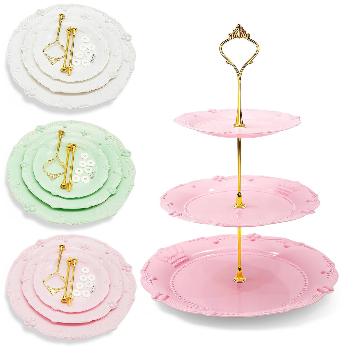 Nexboraque 3-pack green 3-tier cupcake stand perfect for tea party setups