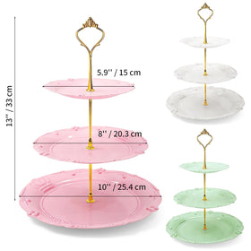 Nexboraque 3-pack pink 3-tier cupcake stand ideal for birthday party treats