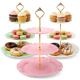 Nexboraque 3-pack white 3-tier cupcake stand for elegant wedding dessert displays