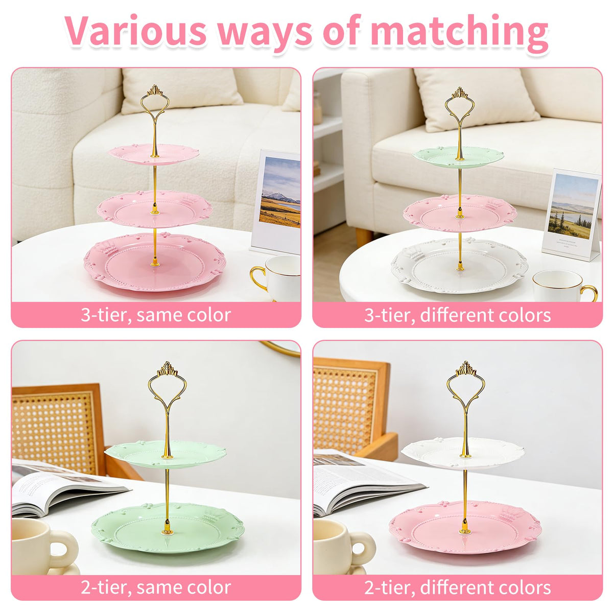 Nexboraque food-grade plastic 3-tier stand is easy to clean and reuse