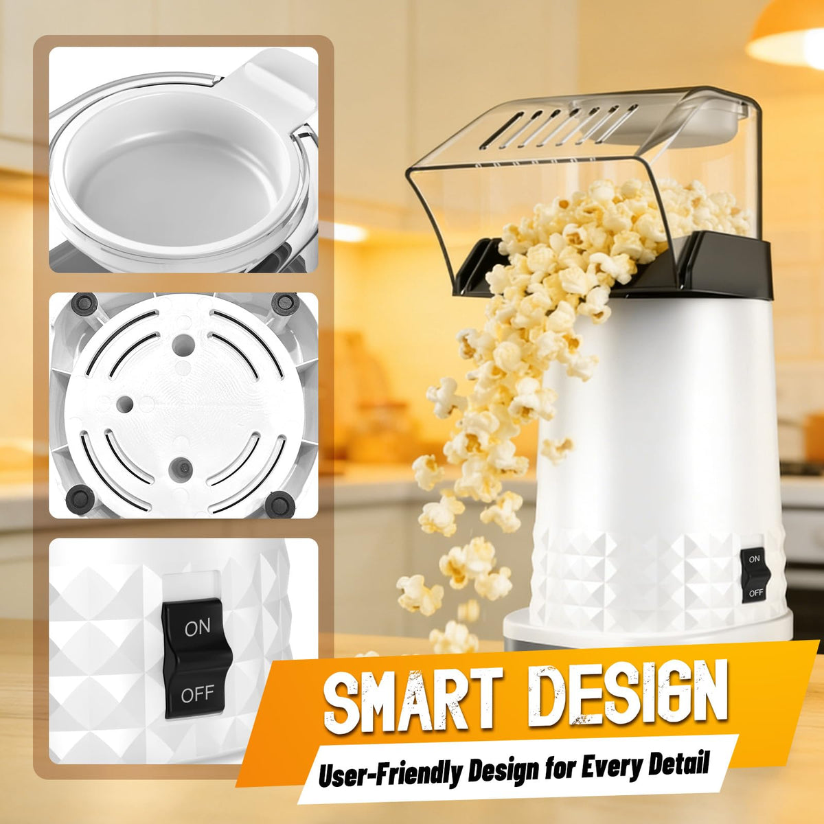 Neximvanuxn popcorn popper dishwasher-safe parts for easy cleanup