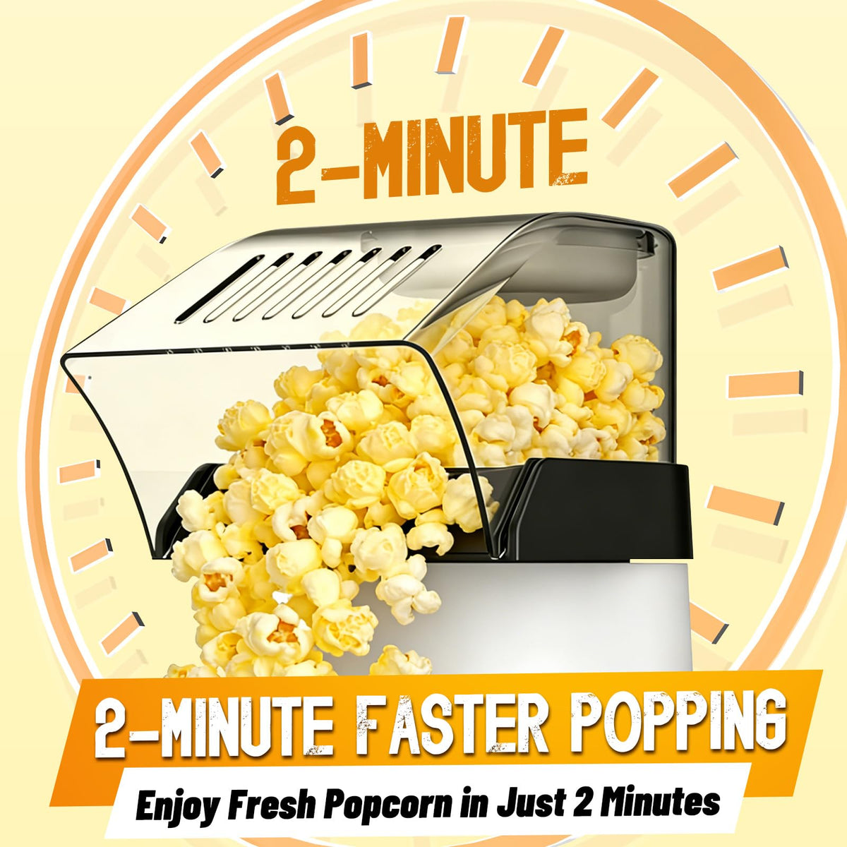 Neximvanuxn popcorn popper top view showing large 4.5-quart capacity