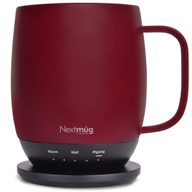 Nextmug burgundy 14 oz front view with temperature control on display