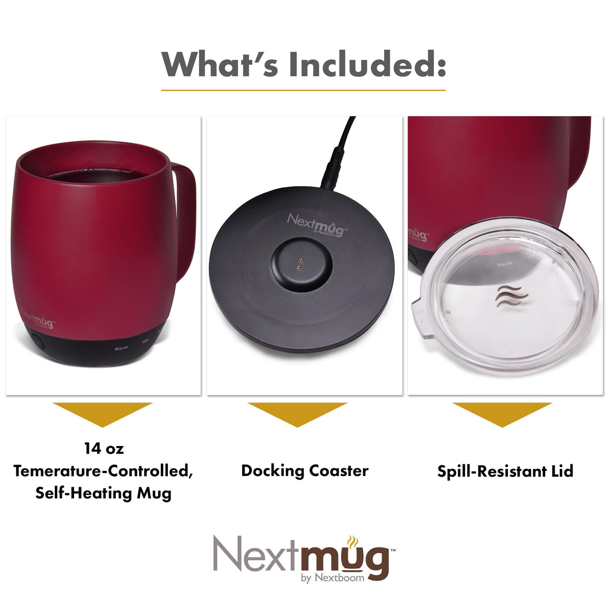 Nextmug burgundy 14 oz spill-resistant lid for spill protection during commutes