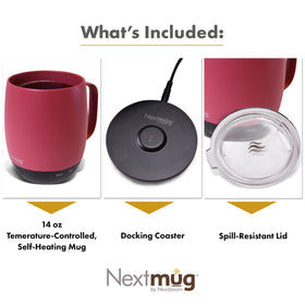 Nextmug Dusty Rose LED indicator shows battery life and current temperature