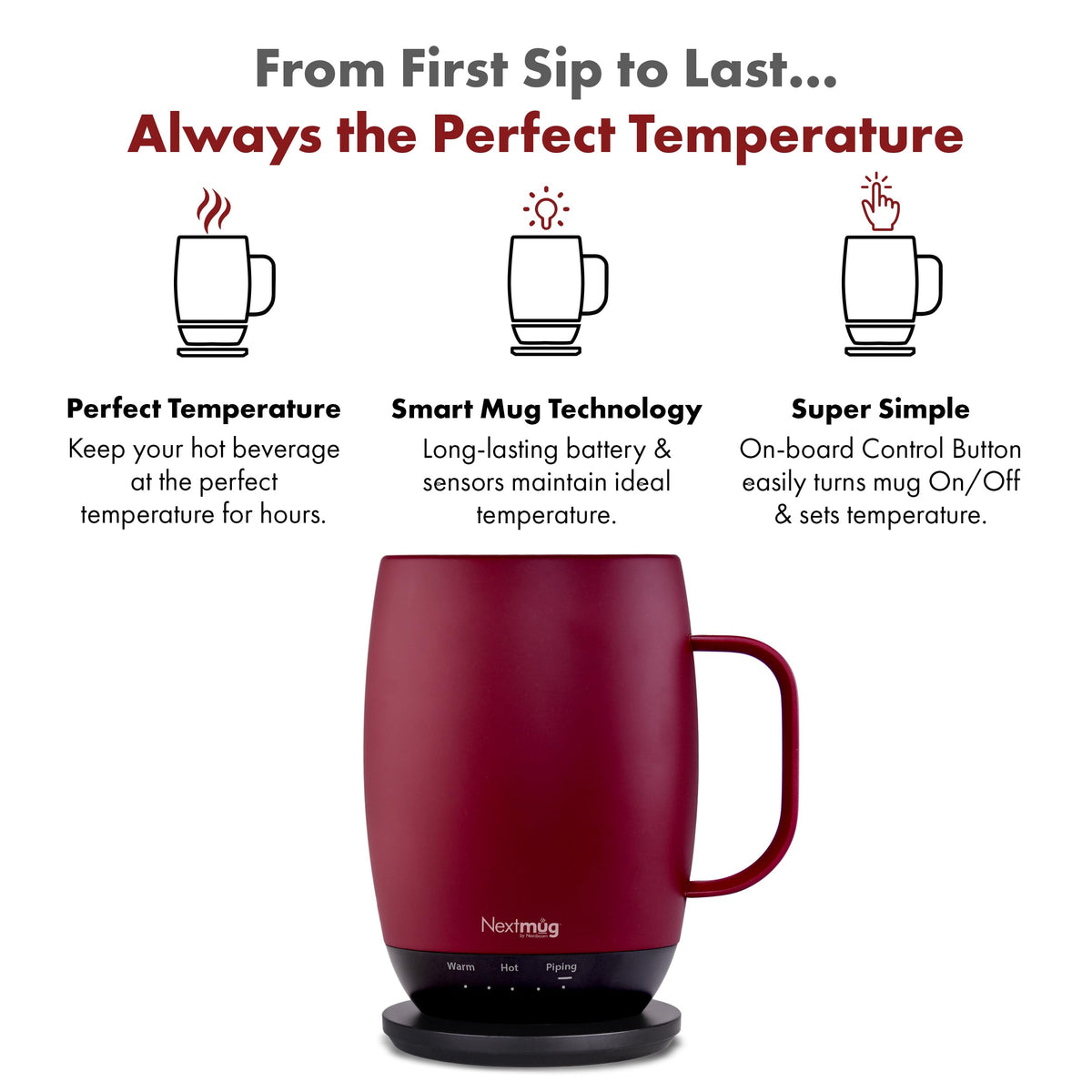 Nextmug Plus battery indicator visible showing remaining heat