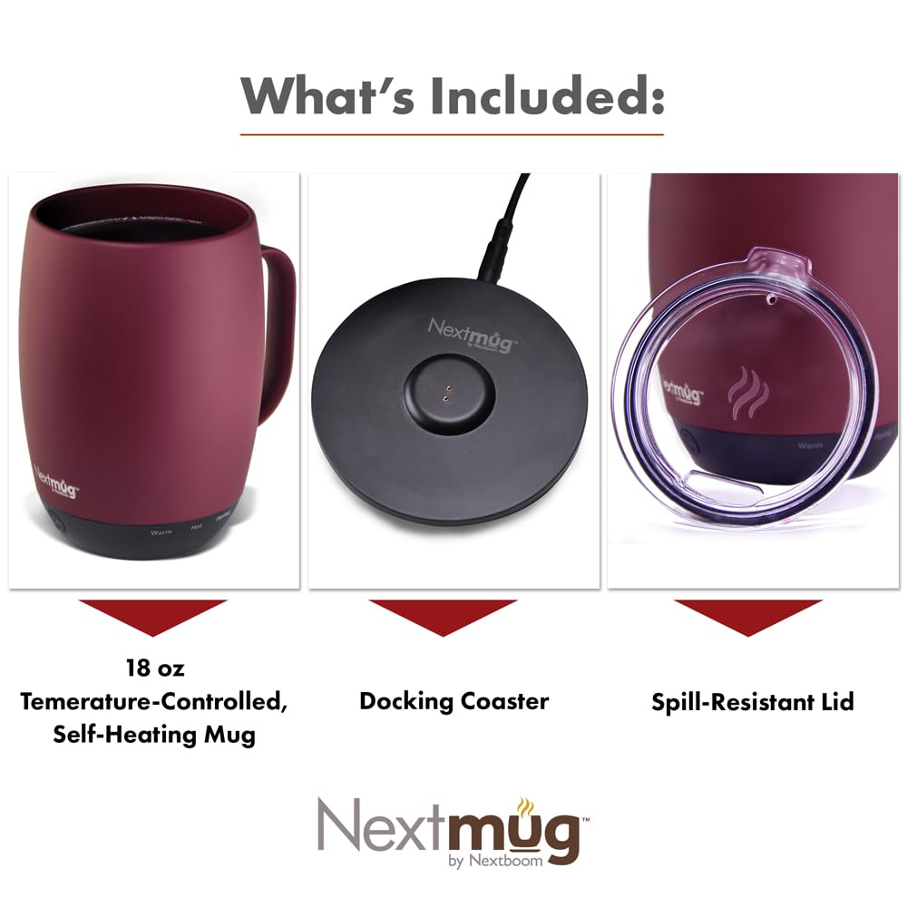 Nextmug Plus temperature controls for warm, hot, or piping settings