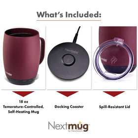 Nextmug Plus temperature controls for warm, hot, or piping settings
