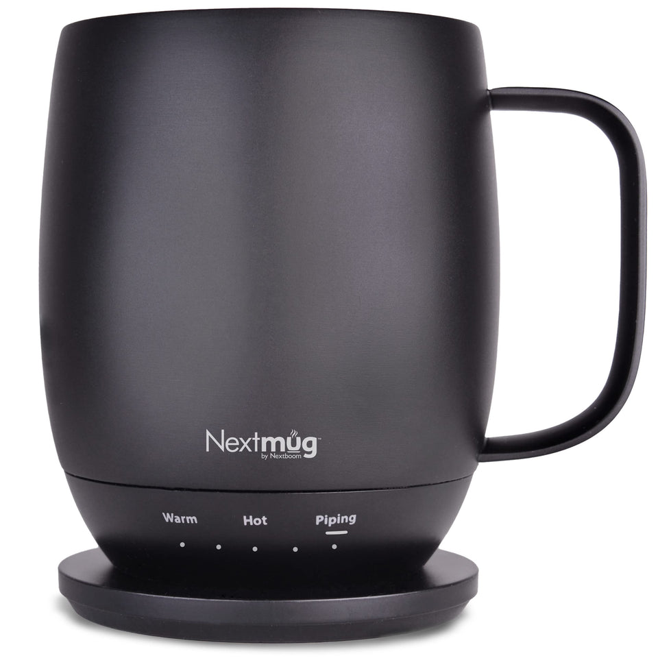 Nextmug self-heating coffee mug 14 oz in black keeps your beverage warm for hours.