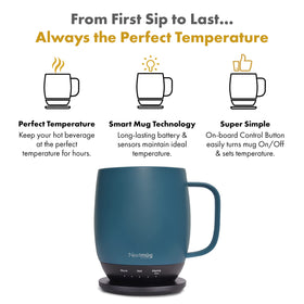 Nextmug Slate Blue 14 oz top view with spill-resistant lid for secure travel.