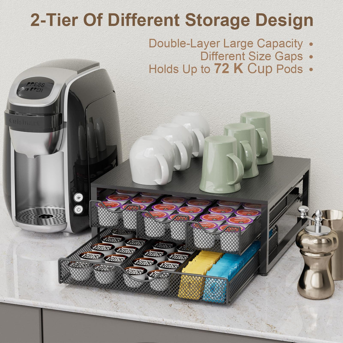 NEYCIL coffee pod holder in kitchen keeps supplies handy