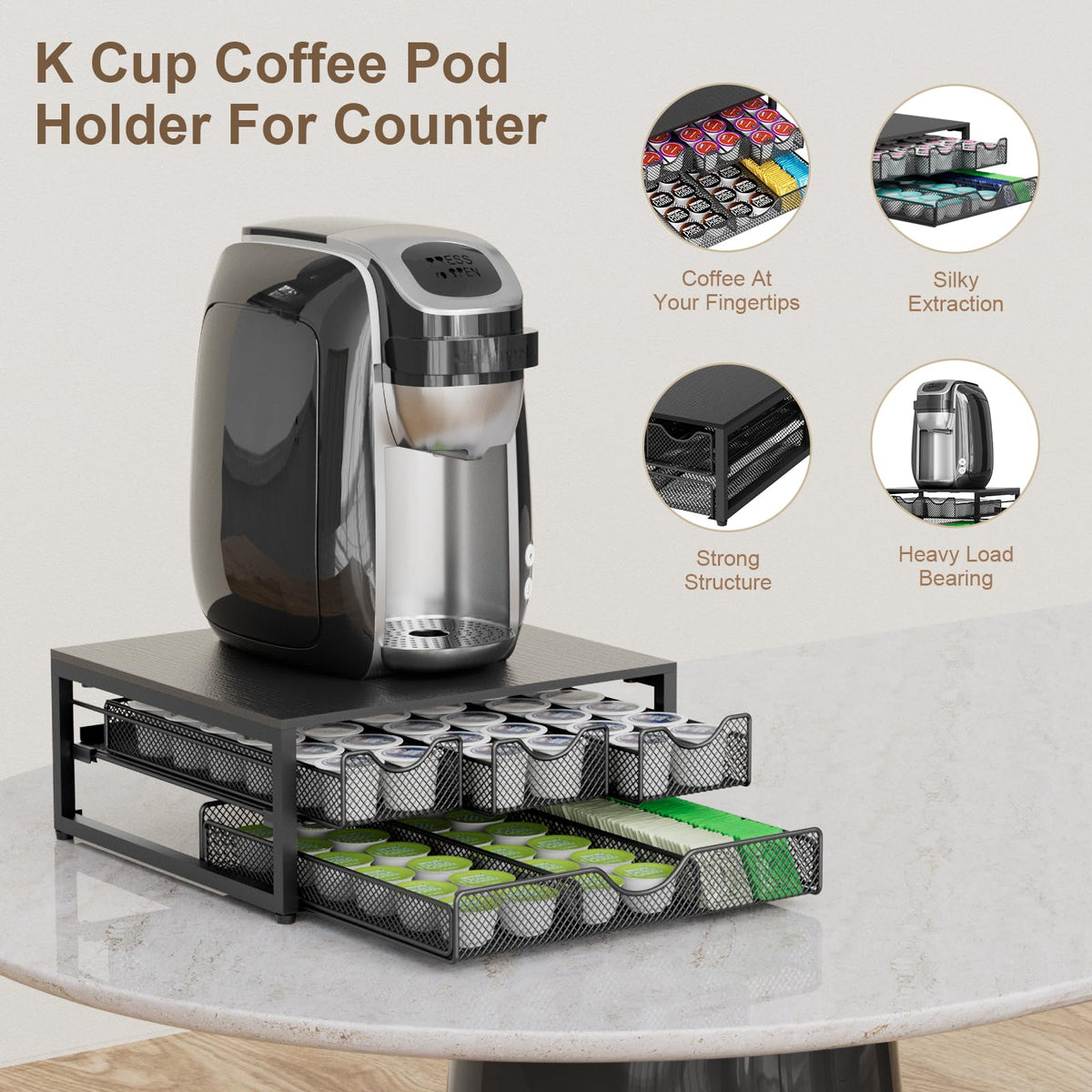 NEYCIL coffee pod holder top view highlights space-efficient design