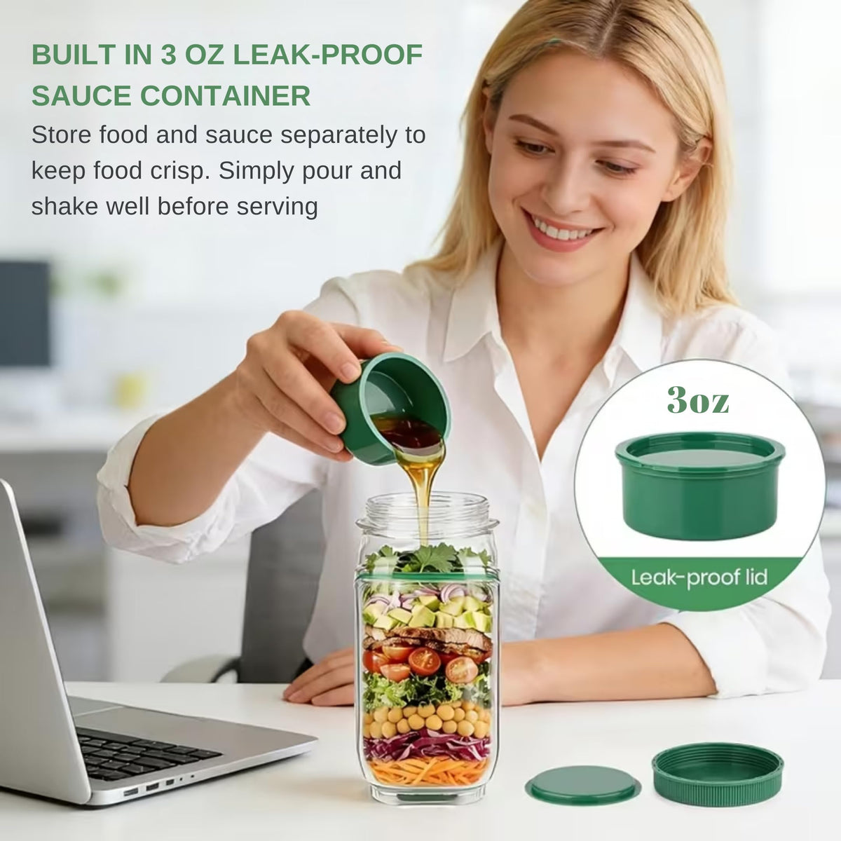 Nezillo easy-clean salad jar for daily reuse