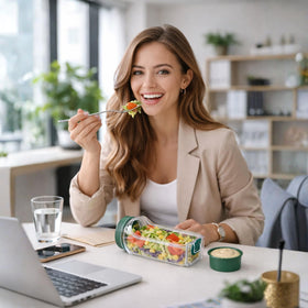 Nezillo office lunch jar with side opening for fast mixing