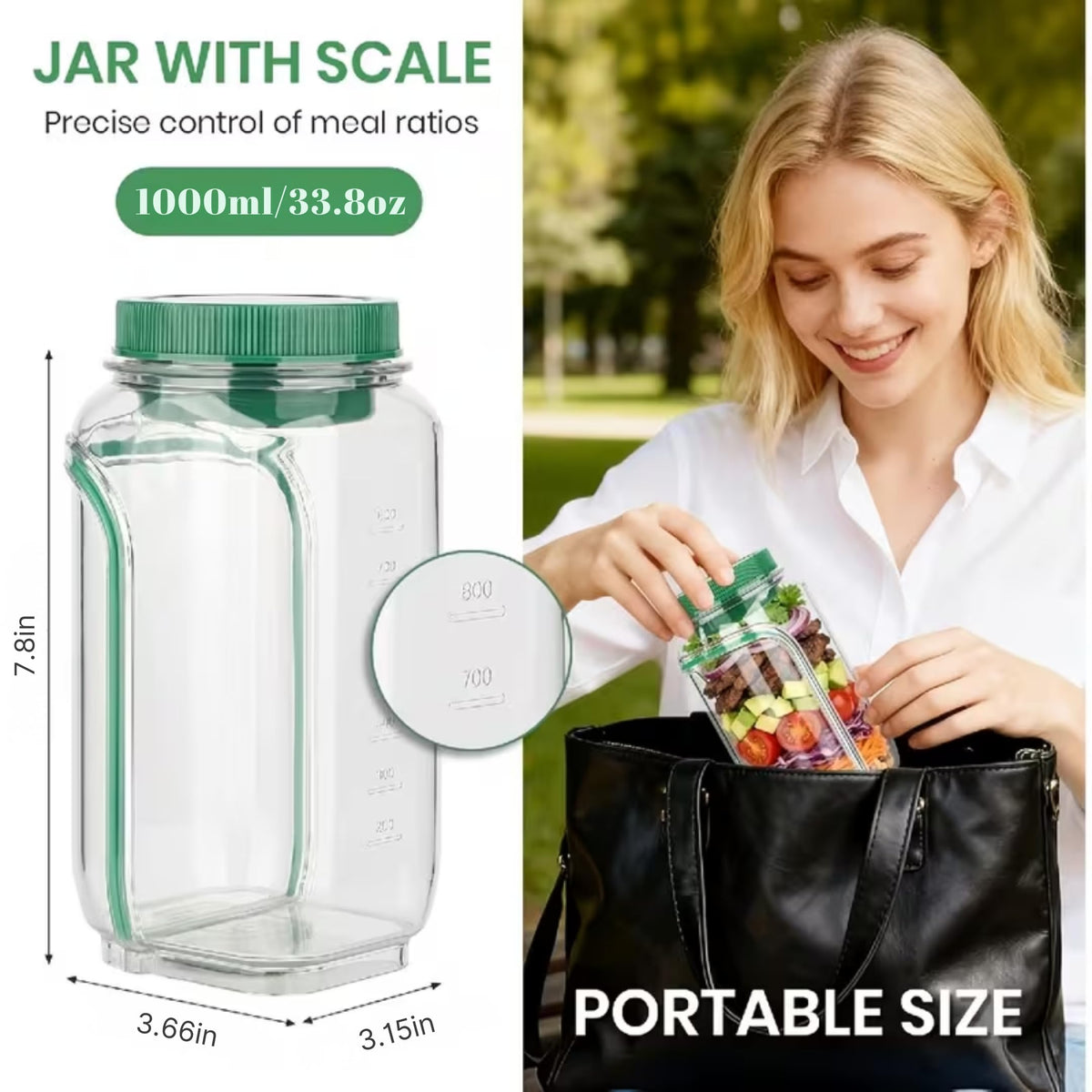 Nezillo portable salad jar designed for travel and work
