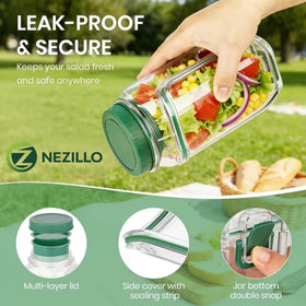 Nezillo salad jar dressing cup keeps sauces separate