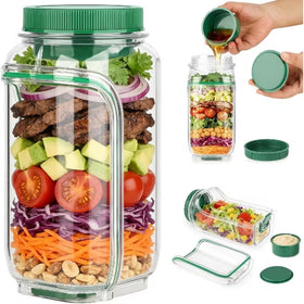 Nezillo salad jar with side opening for quick lunch access