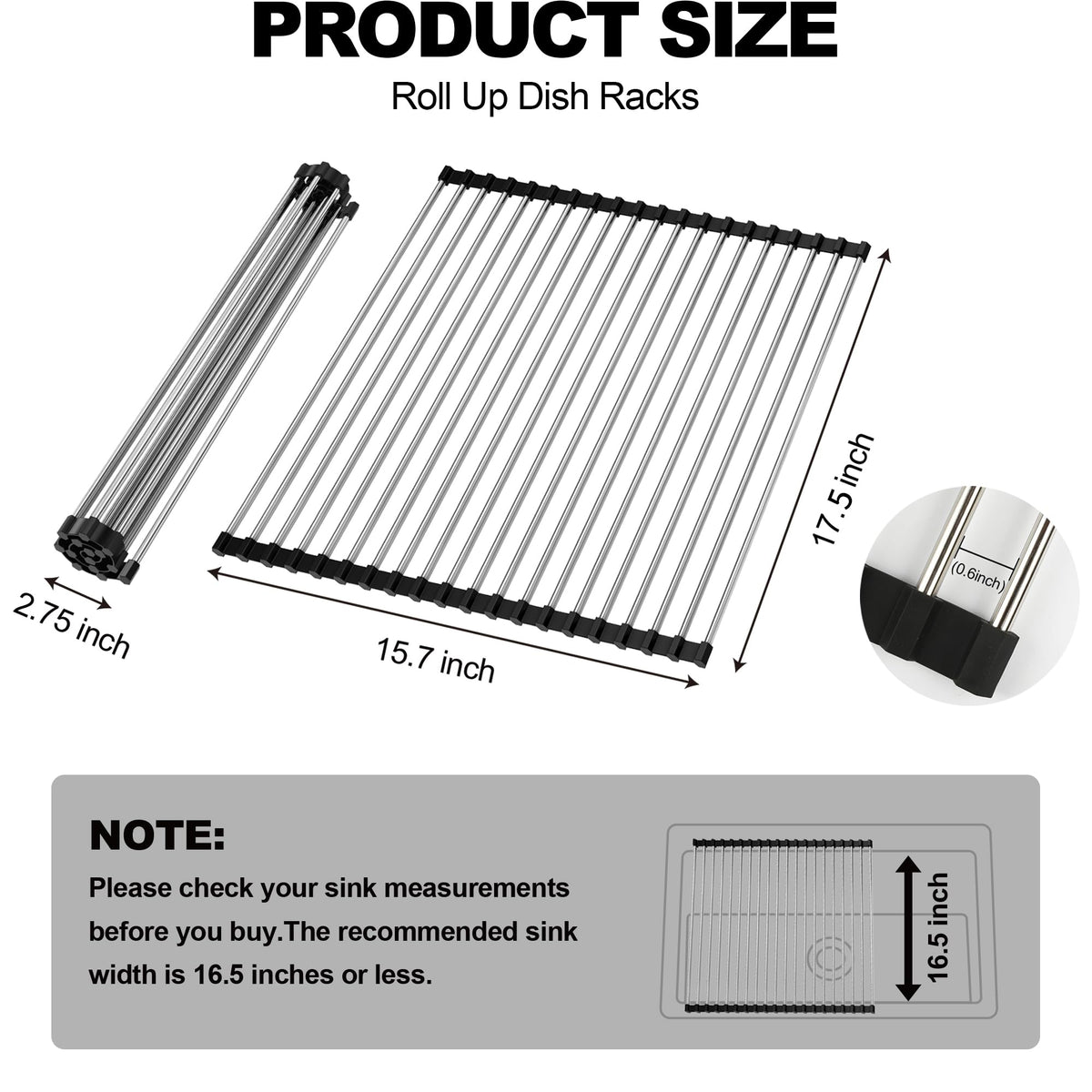 NEZUIBAN dish drying rack features silicone grips to protect counters from scratches.