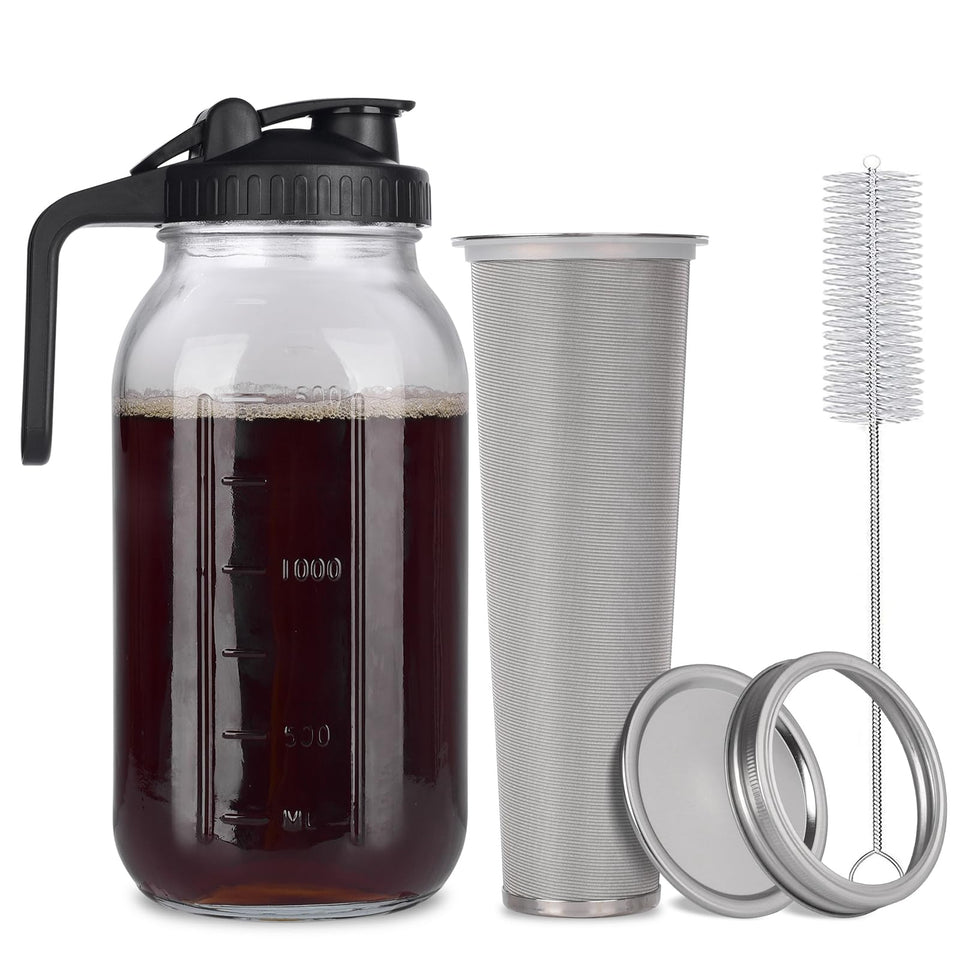 NFFTYUUT cold brew mason jar 64oz ready for easy home serving.