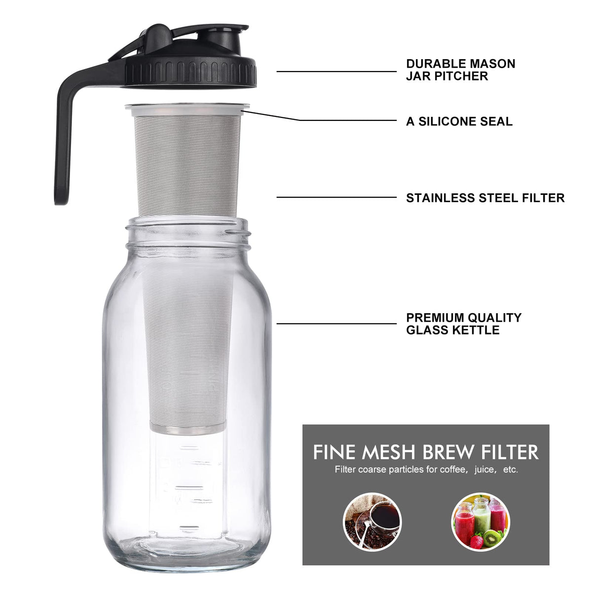 NFFTYUUT leak-proof lid for spill-free brewing and pouring.