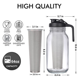 NFFTYUUT mason jar pitcher with handle for convenient pouring.