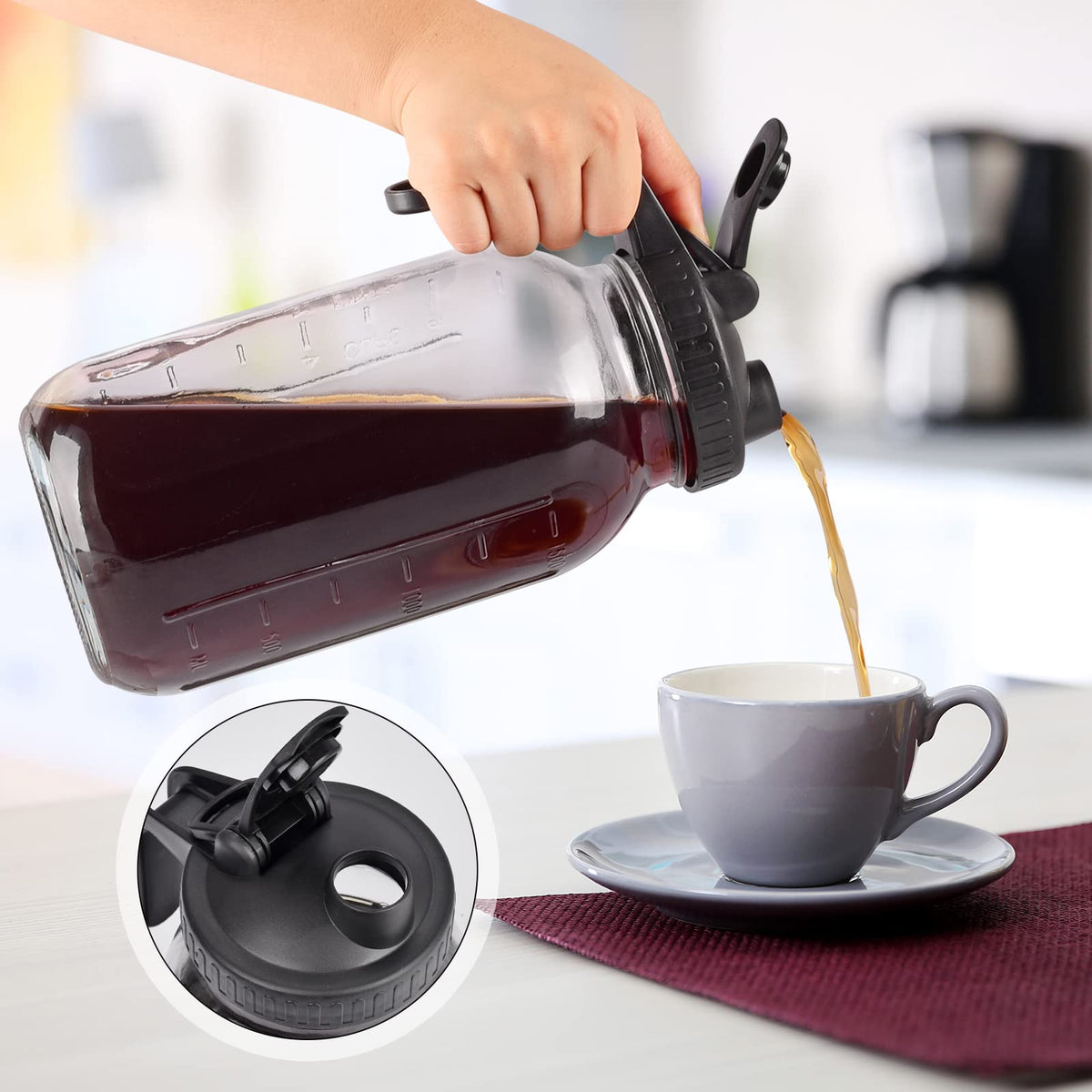 NFFTYUUT stainless steel filter keeps grounds out for cleaner brew.