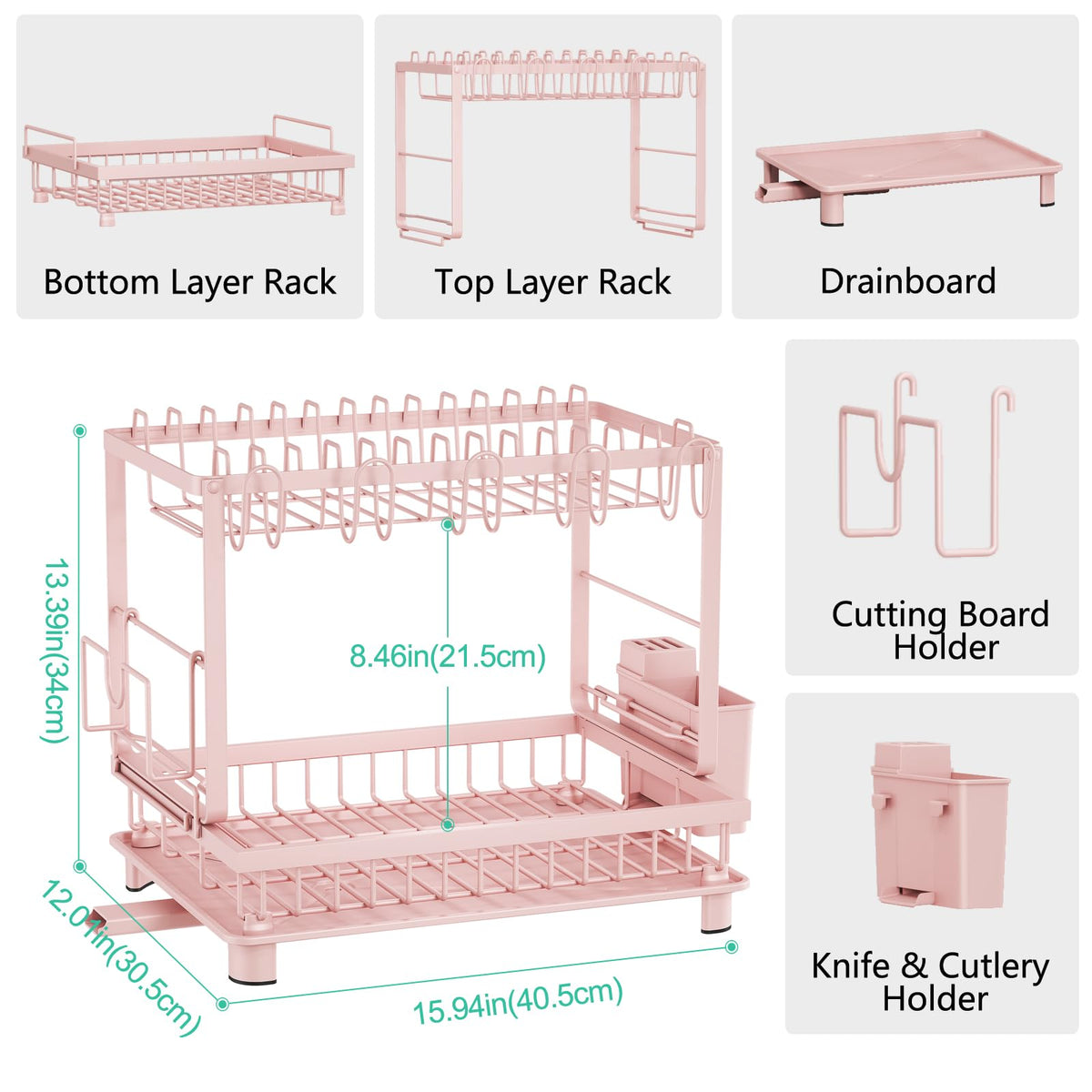 Bottom legs with rubber feet prevent sliding on countertops