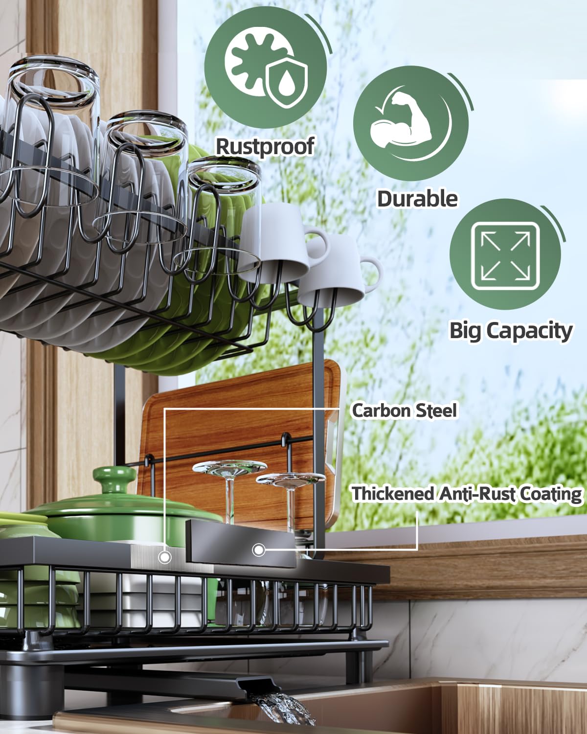 Nfnoyp drainboard directs water into sink for dry counters