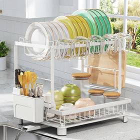 Nfnoyp white kitchen rack complements any counter decor.