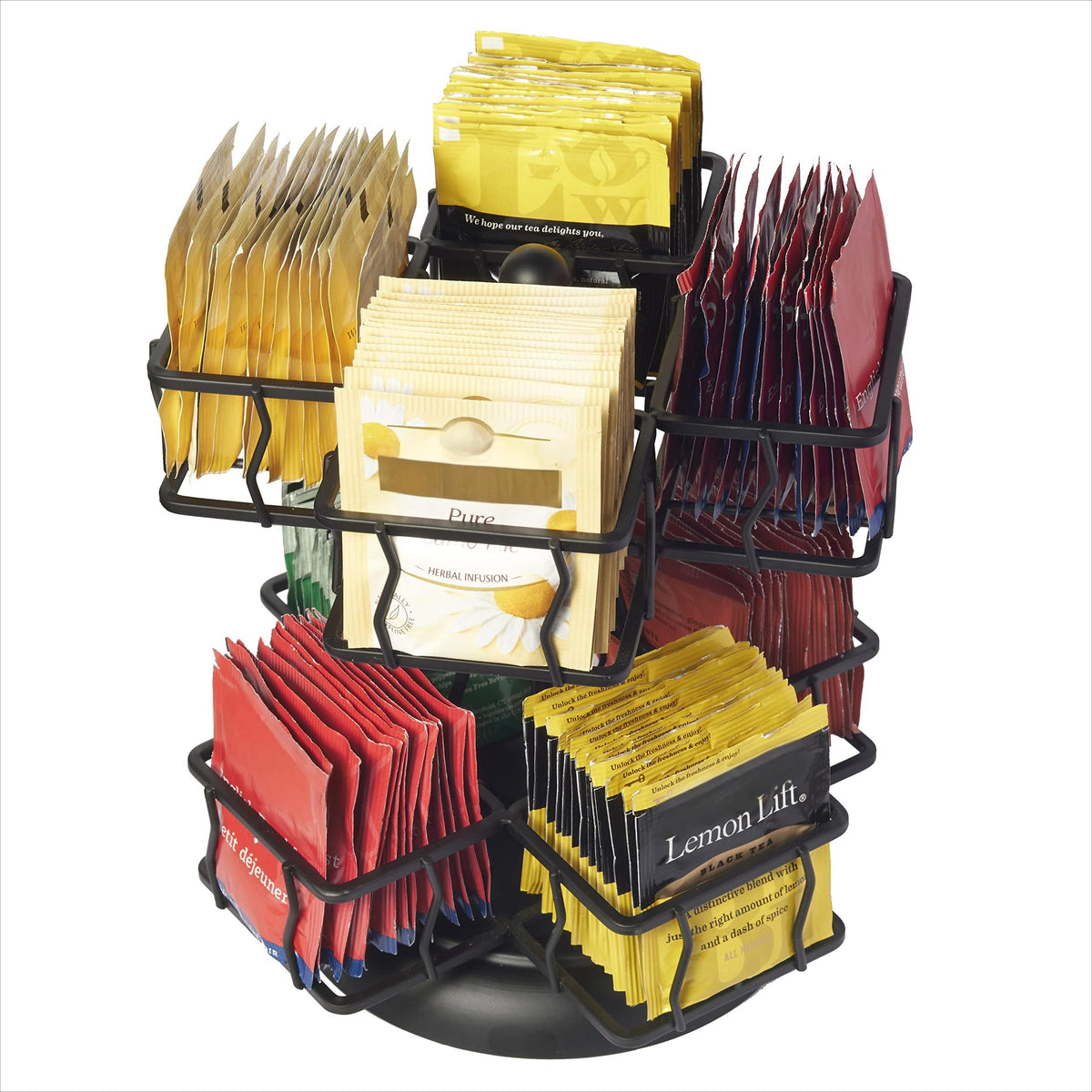 NHZ tea bag storage rotate carousel for quick access to blends