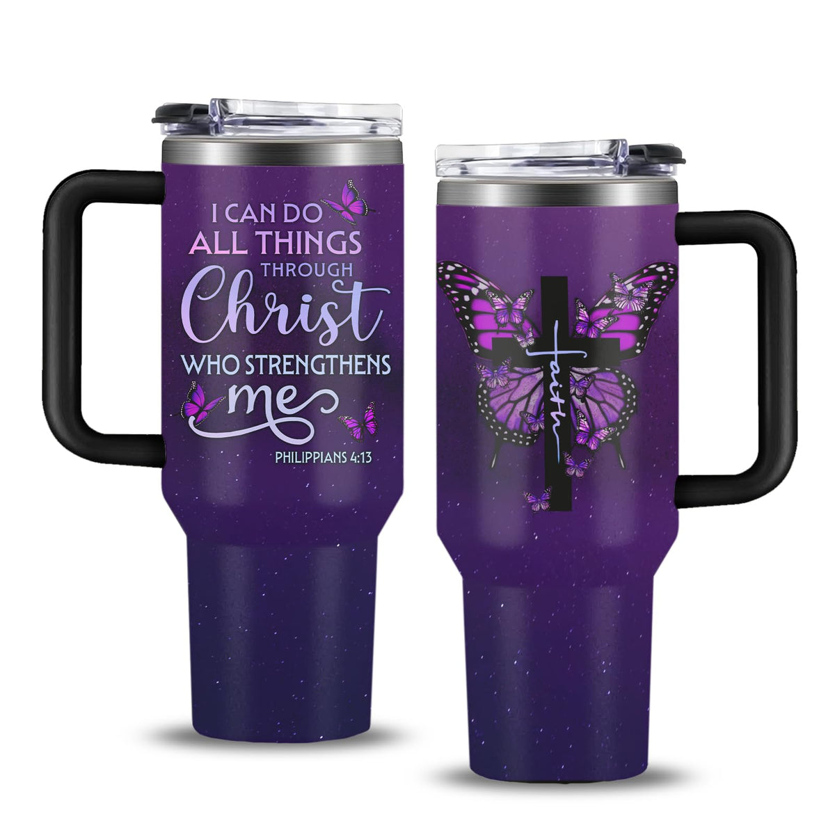NIAXAUYT Christian gifts tumbler with handle, 40oz capacity, perfect for daily hydration.