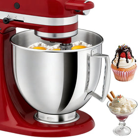 Nicdiet 5qt mixer bowl with handle for secure fit and pour control.