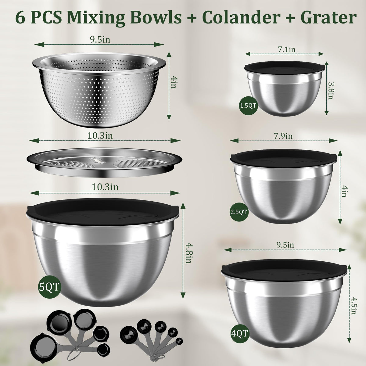Nicdiet all-in-one kitchen tool set with bowls and measuring tools