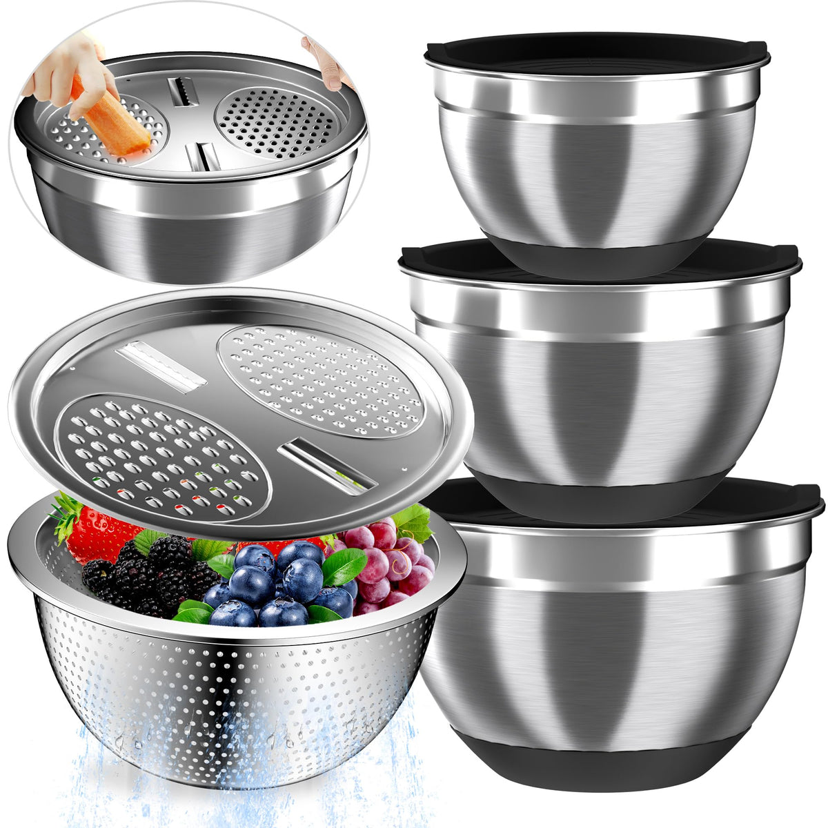 Nicdiet mixing bowls with airtight lids for organized prep and freshness.
