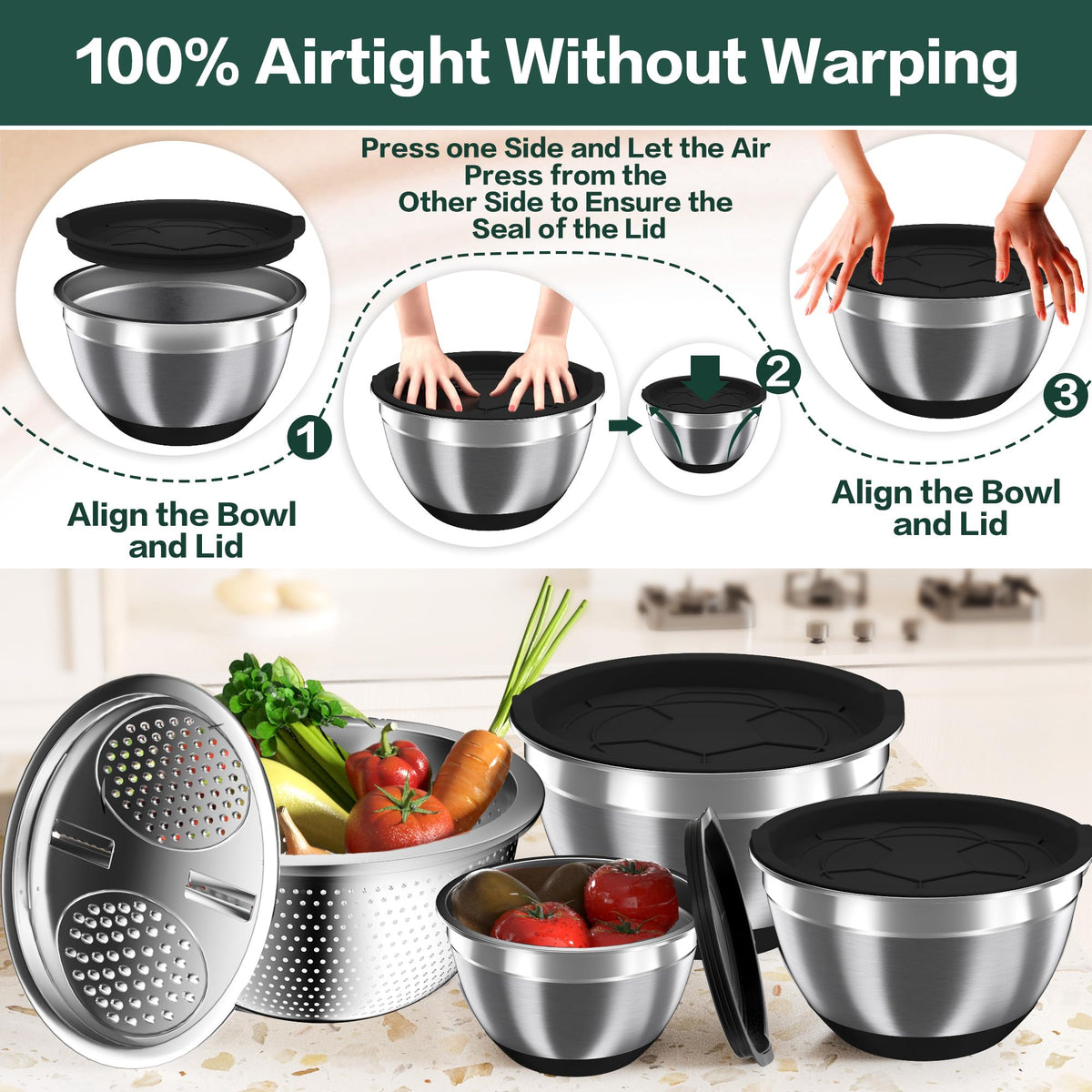 Nicdiet nesting bowls save counter space and simplify meal prep.