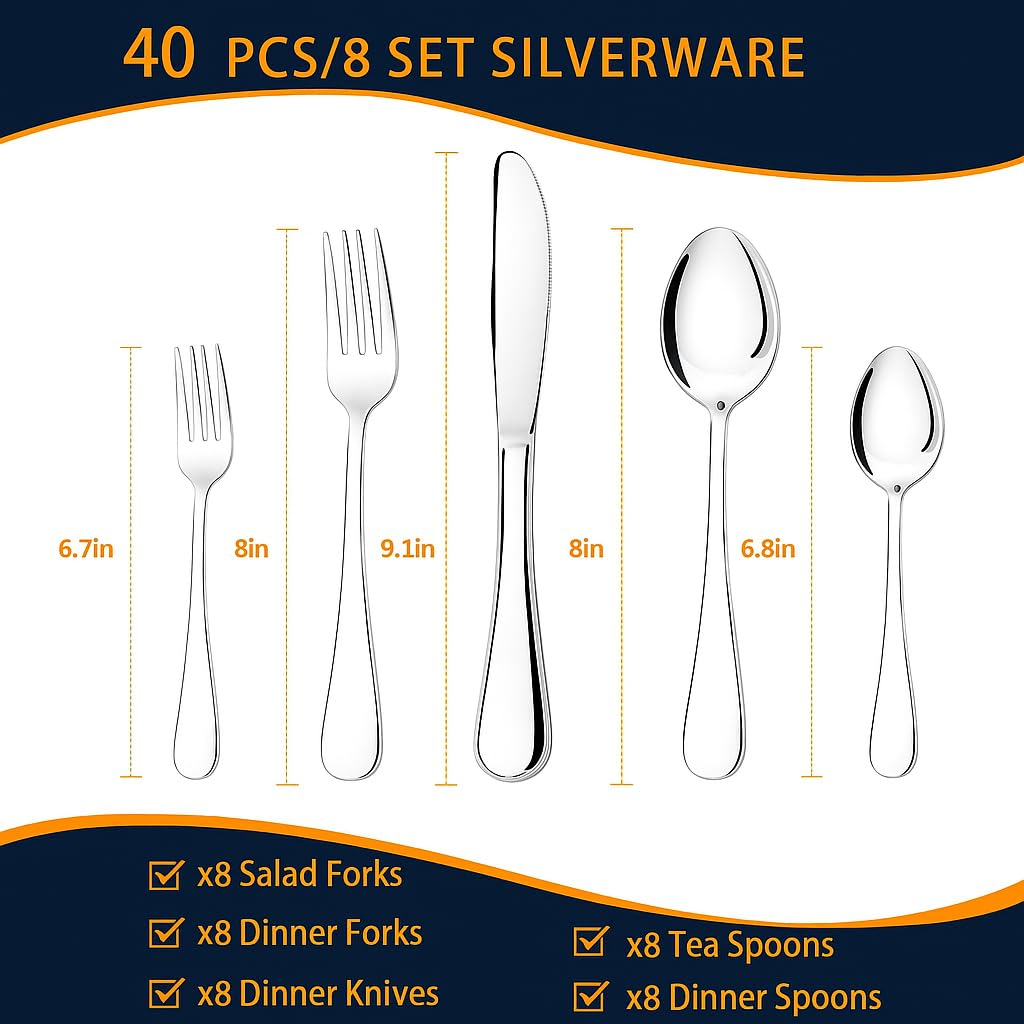 Nice Kitchen silverware with a mirror-polished finish enhances table presentation.
