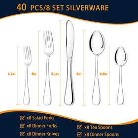 Nice Kitchen silverware with a mirror-polished finish enhances table presentation.