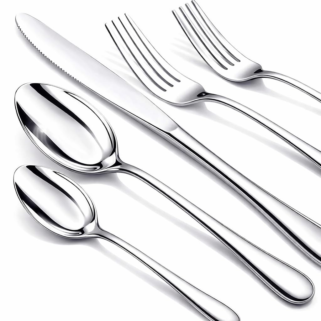Nice Kitchen 40-piece set for eight with balanced grip for comfort.