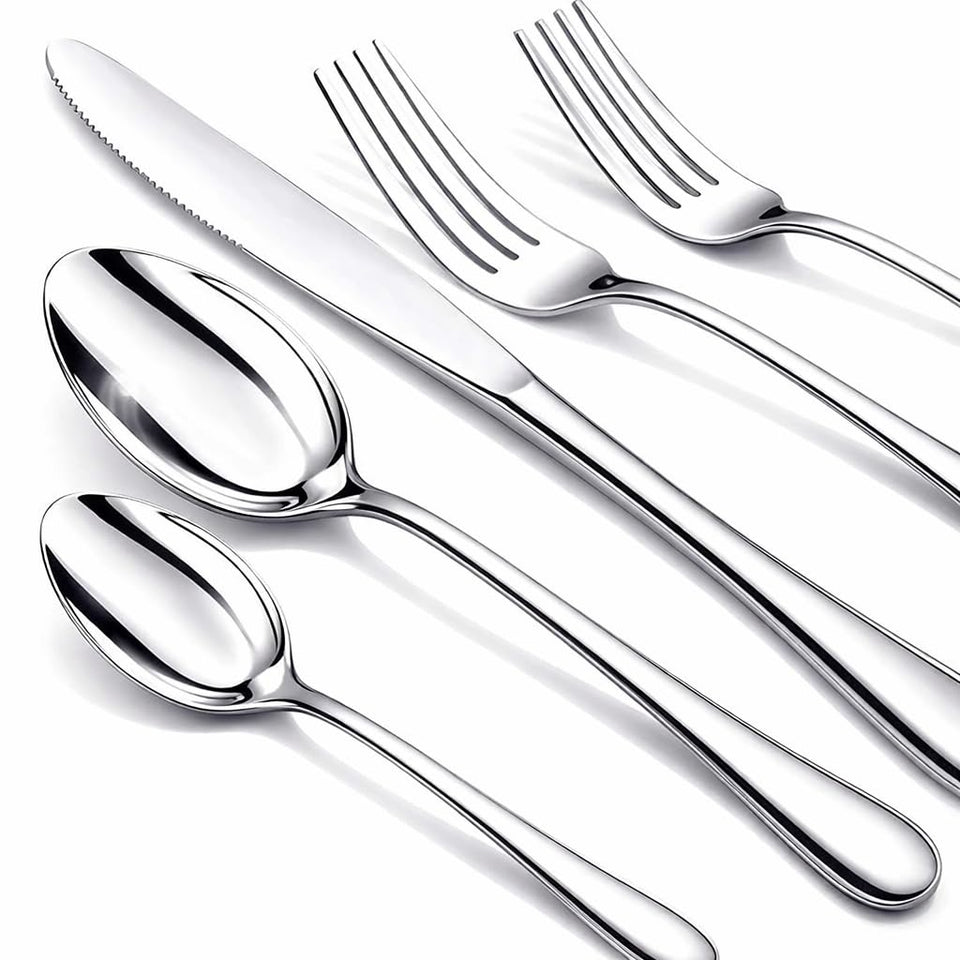Nice Kitchen 40-piece set for eight with balanced grip for comfort.