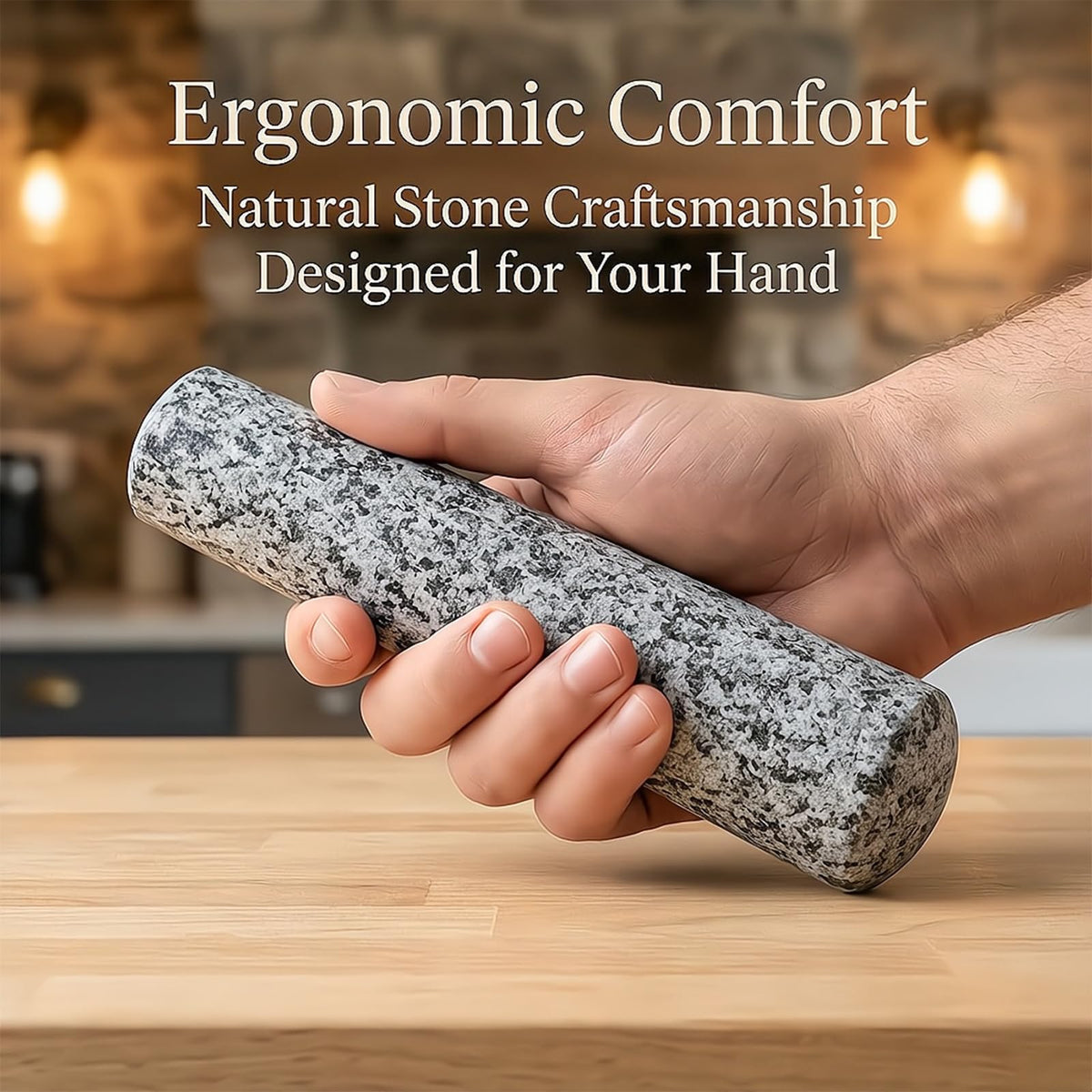 Nice2MiTu granite pestle with mortar bowl shows compatibility for daily use