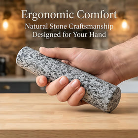 Nice2MiTu granite pestle with mortar bowl shows compatibility for daily use