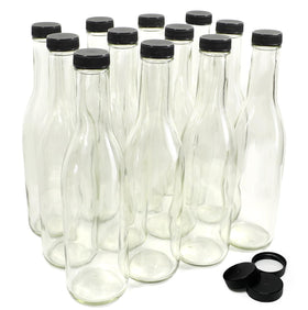 Nicebottles clear glass woozy bottle 12oz, ideal for sauces.