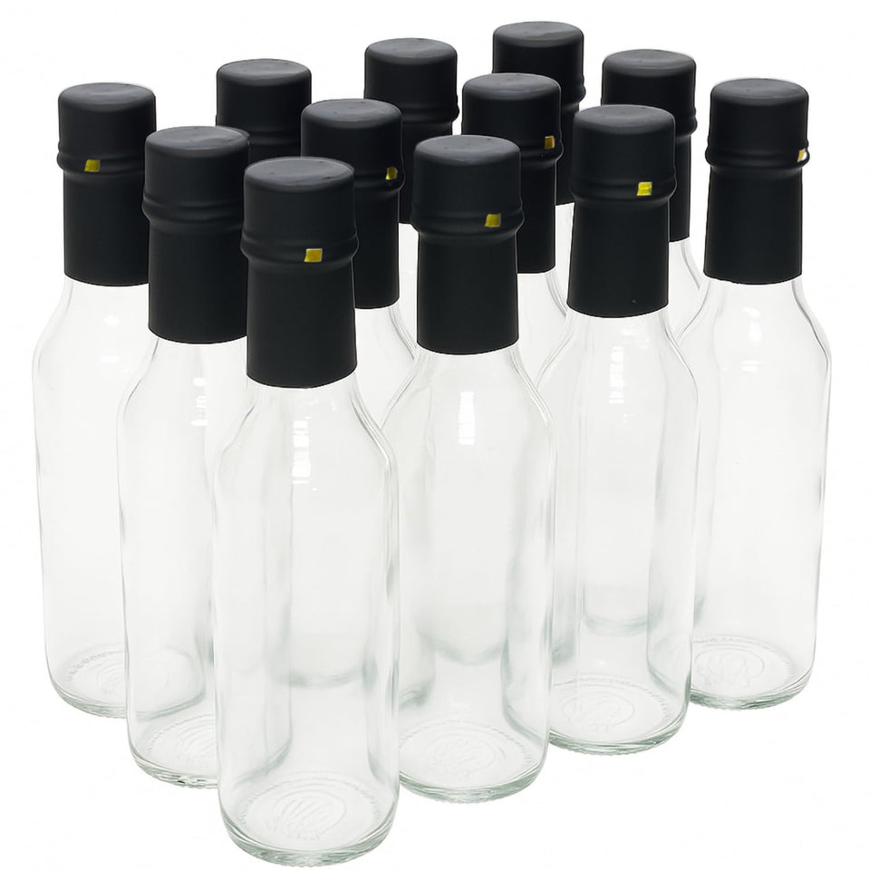 Nicebottles clear glass woozy bottle 5oz ideal for sauces and dressings.