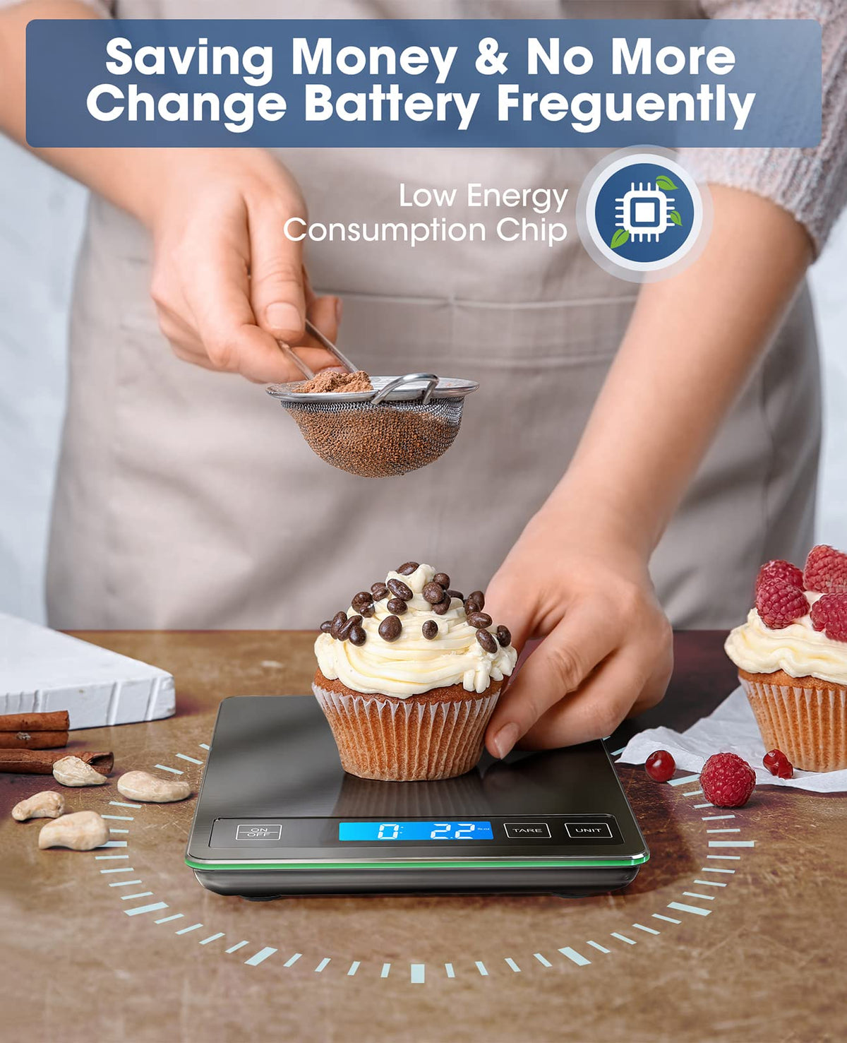 Nicewell Food Scale with included batteries ready for immediate use