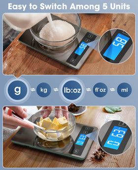 Nicewell Food Scale tempered glass surface with stainless steel edge for durability