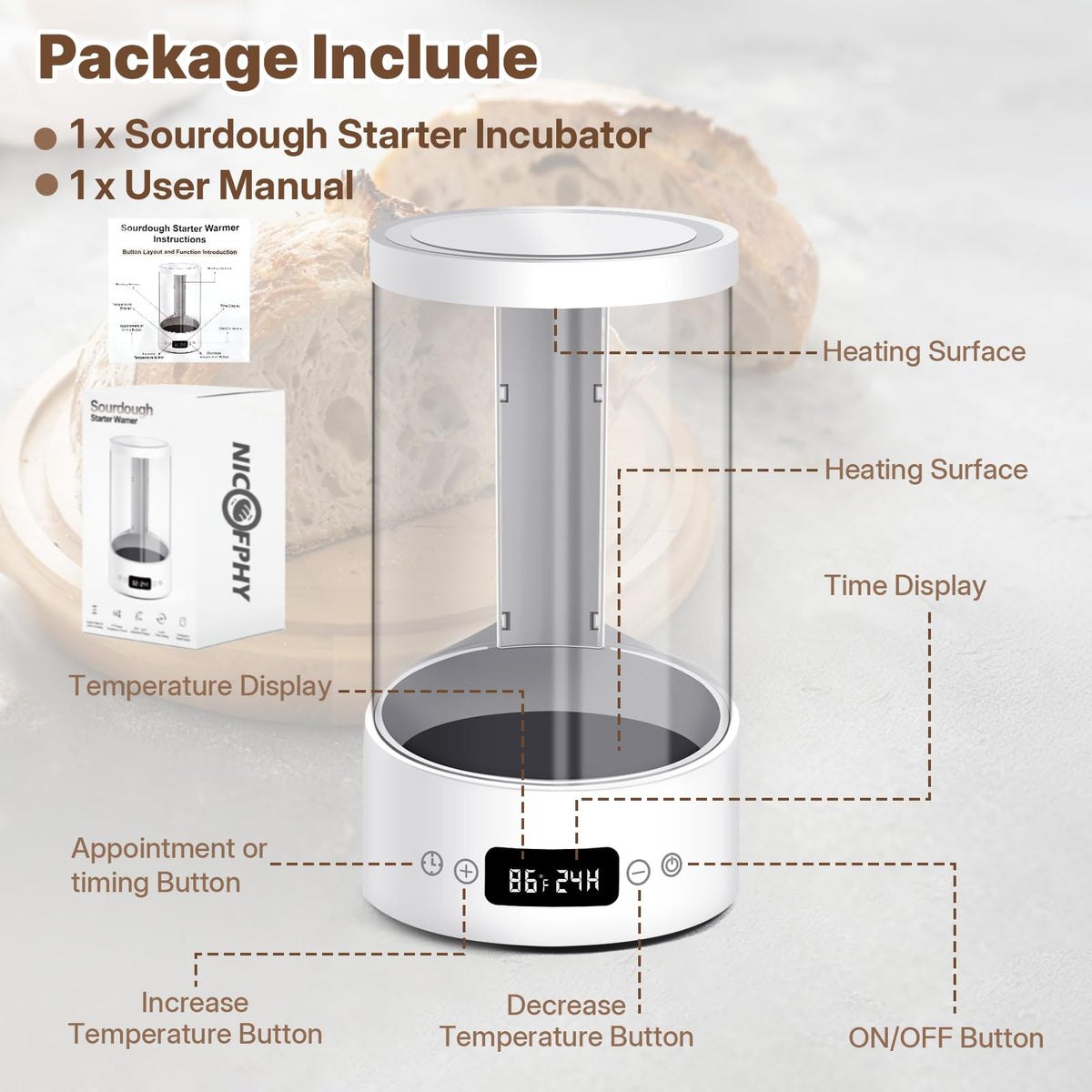 NICOFPHY 24H timer helps plan long fermentations with confidence.