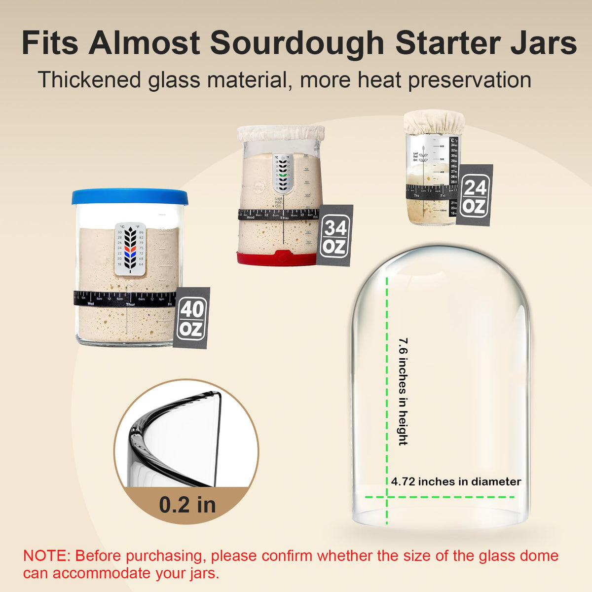 NICOFPHY thick glass dome preserves heat for faster yeast activity.