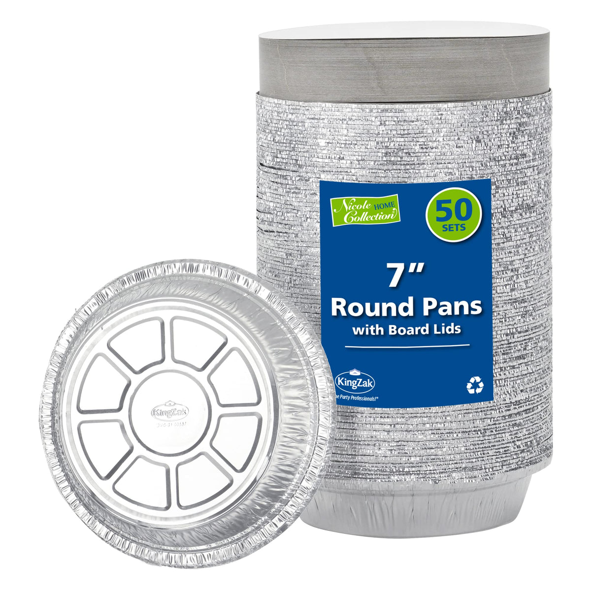 Nicole Home Collection 7in round aluminum pan with lid, ideal for bake-and-serve presentations.