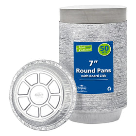 Nicole Home Collection 7in round aluminum pan with lid, ideal for bake-and-serve presentations.