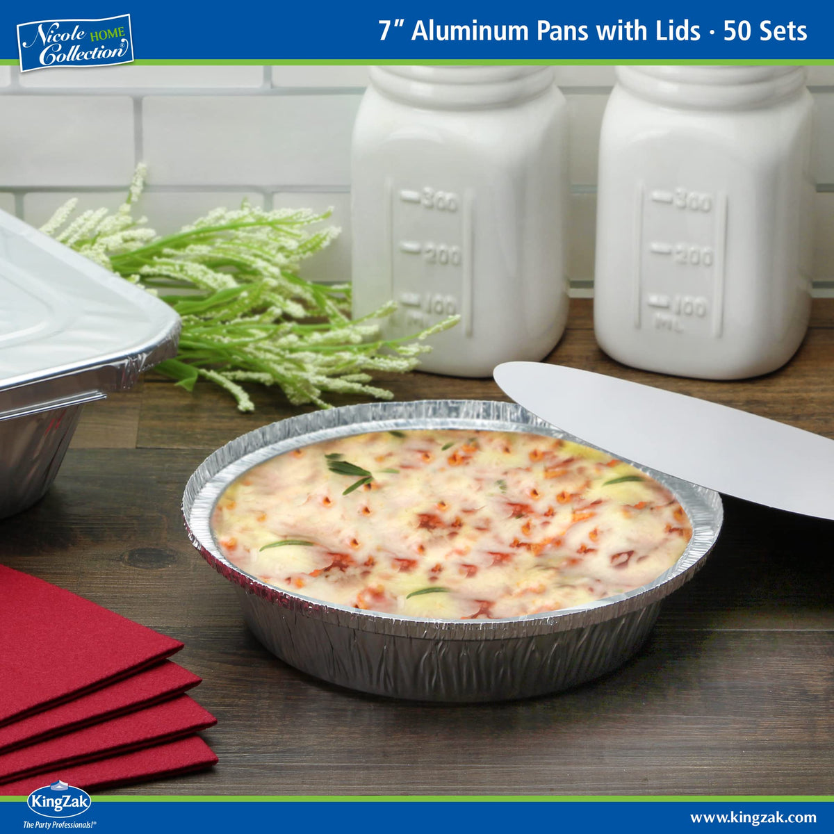 Nicole Home Collection durable aluminum pan with lid stays sturdy during transport.